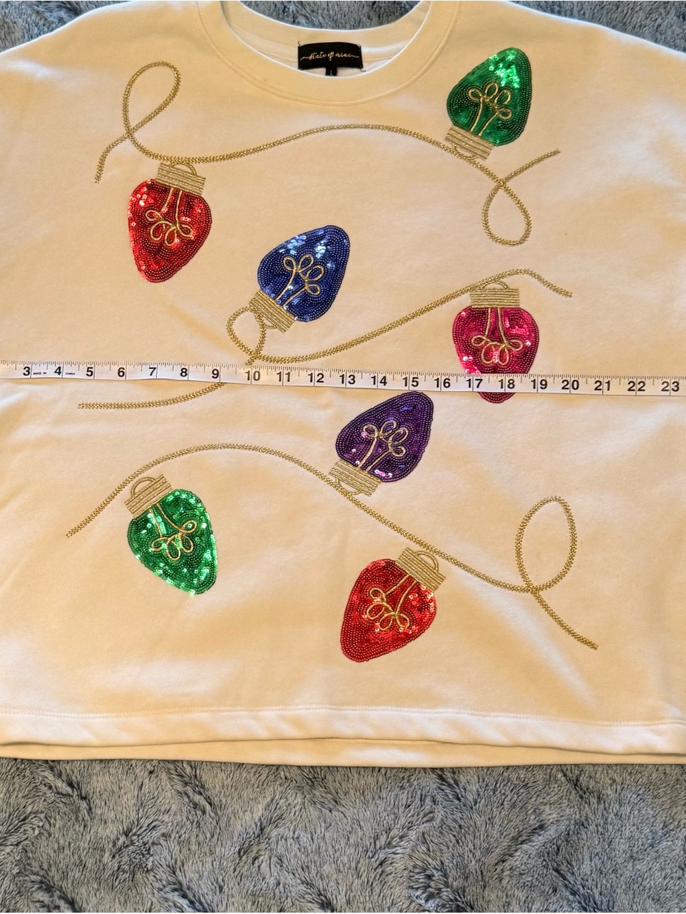 Festive Holiday Sweatshirt with holiday lights detail | Size = Large - Picture 5 of 6